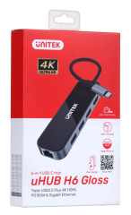 UNITEK HUB USB-C 3.1,RJ-45,3XUSB-A,HDMI,4K,PD100W č.1